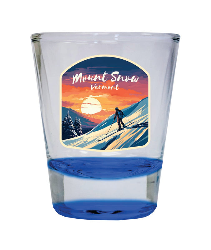 Mount Snow Vermont Souvenir 2 oz Blue Shot Glass Round or Square Blue