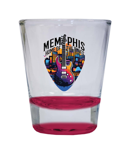 Memphis Tennessee Design B Souvenir 2 Ounce Shot Glass Round Red 4-Pack