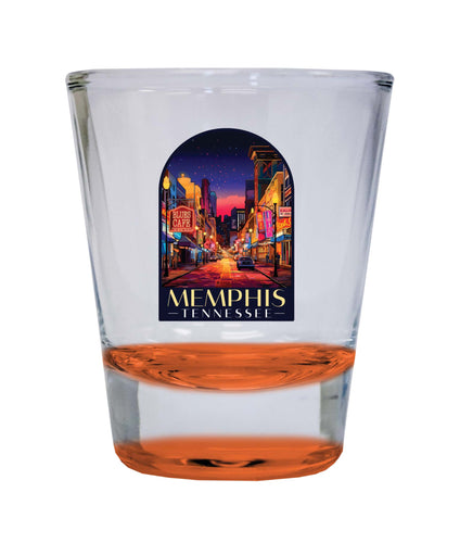 Memphis Tennessee Design C Souvenir 2 Ounce Shot Glass Round Orange Single