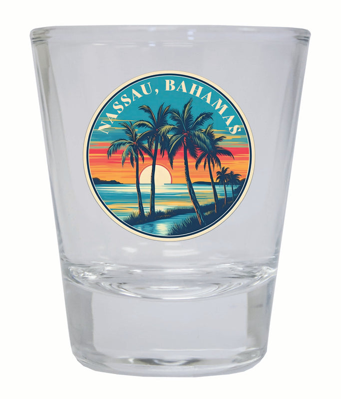 Nassau the Bahamas Design D Souvenir 2 Ounce Shot Glass Round Clear 4-Pack