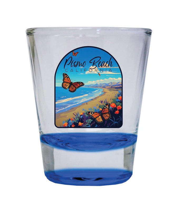 Pismo Beach California Souvenir 2 oz Blue Shot Glass Round or Square Blue