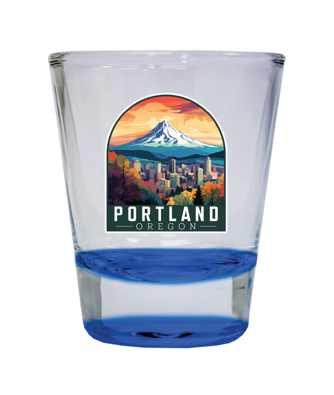 Portland Oregon Souvenir 2 oz Blue Shot Glass Round or Square Blue