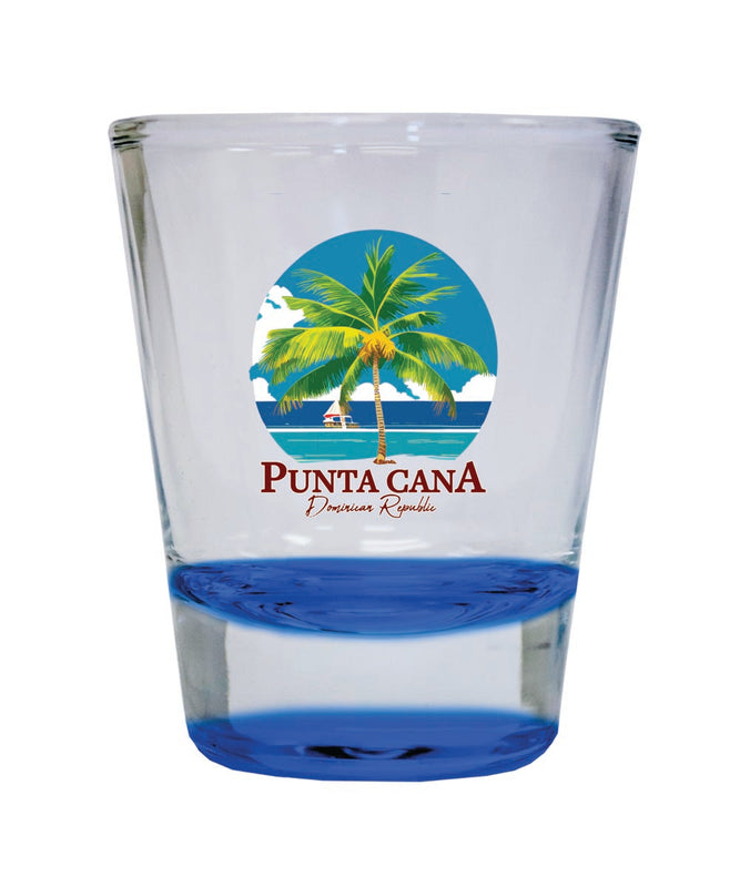 Punta Cana Dominican Republic Souvenir 2 oz Blue Shot Glass Round or Square Blue