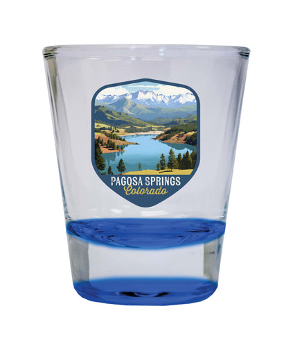 Pagosa Springs Colorado Design B Souvenir 2 Ounce Shot Glass Round Blue 4-Pack