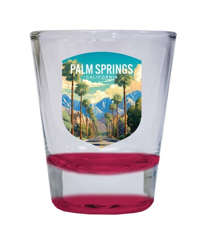 Palm Springs California Design A Souvenir 2 Ounce Shot Glass Round Red 2-Pack