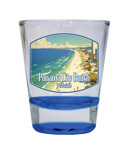 Panama City Beach Florida Design A Souvenir 2 Ounce Shot Glass Round Blue 2-Pack