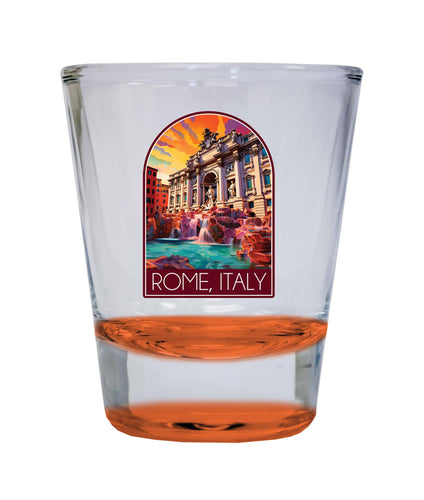 Rome Italy Design B Souvenir 2 Ounce Shot Glass Round Orange 2-Pack