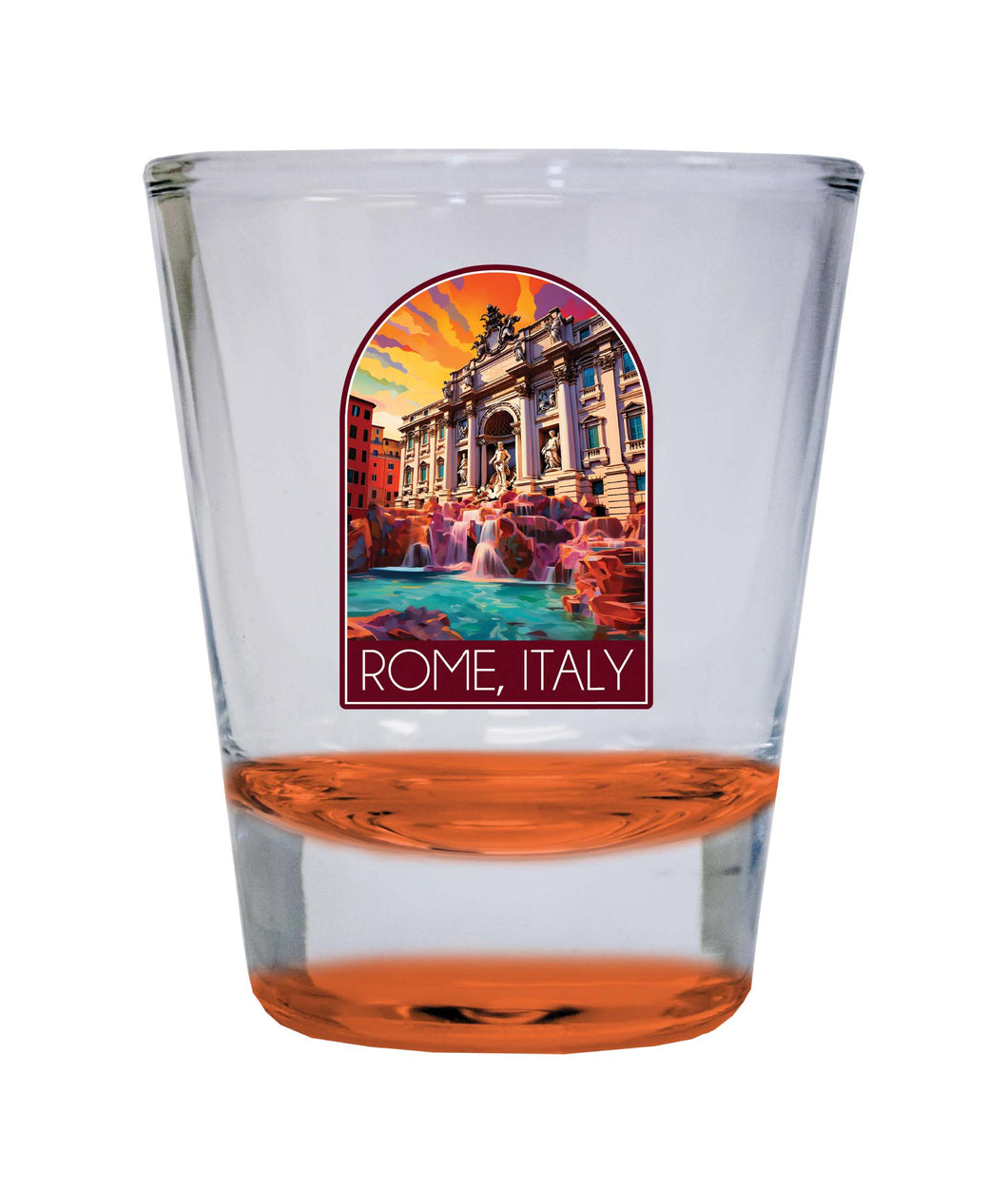 Rome Italy Design B Souvenir 2 Ounce Shot Glass Round Orange 2-Pack