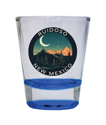 Ruidoso New Mexico Design A Souvenir 2 Ounce Shot Glass Round Blue 2-Pack