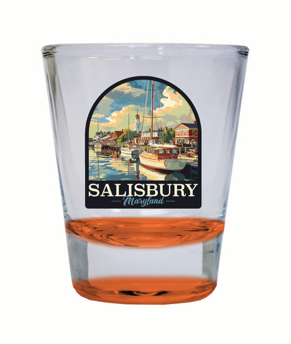 Salisbury Maryland Port of Salisbury Marina Design Souvenir 2 Ounce Shot Glass Round Orange 2-Pack