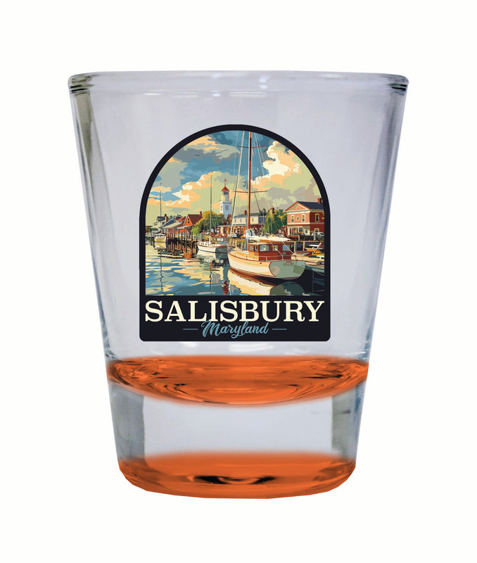 Salisbury Maryland Port of Salisbury Marina Design Souvenir 2 Ounce Shot Glass Round Orange 2-Pack
