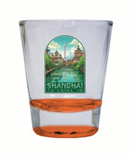 Load image into Gallery viewer, Shanghai China Old Town Design Souvenir 2 Ounce Shot Glass Round Orange Single
