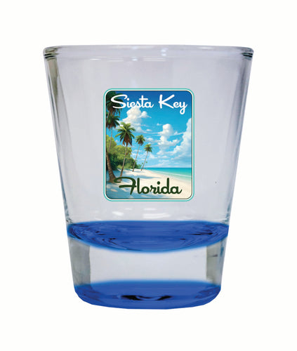 Siesta Key Beach Florida Tropical Beach Design Souvenir 2 Ounce Shot Glass Round Blue 2-Pack