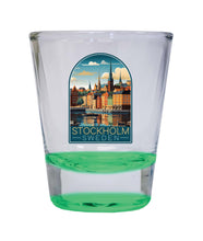 Load image into Gallery viewer, Stockholm Sweden Design A Souvenir 2 Ounce Shot Glass Round Green Single
