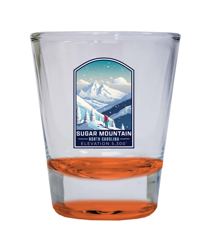 Sugar Mountain North Carolina Design B Souvenir 2 Ounce Shot Glass Round Orange Single