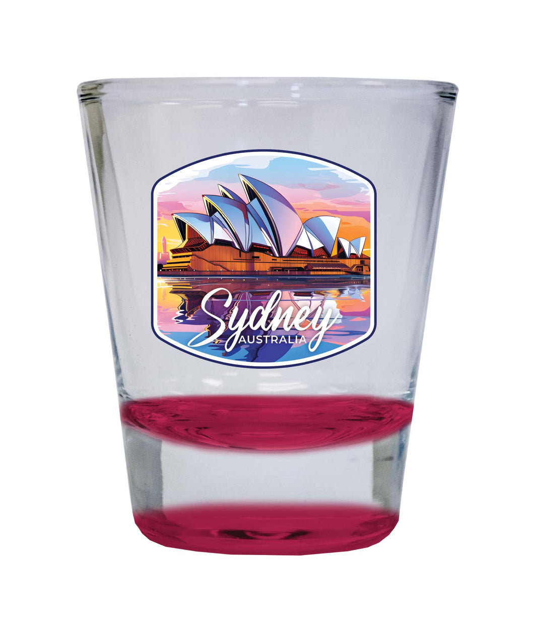 Sydney Australia Design A Souvenir 2 Ounce Shot Glass Round Red 2-Pack