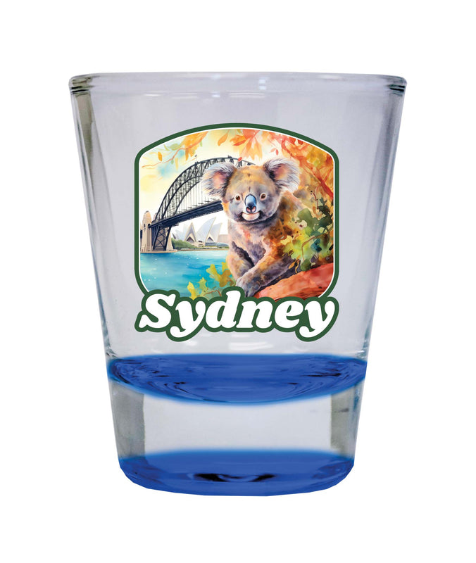 Sydney Australia Design C Souvenir 2 Ounce Shot Glass Round Blue 2-Pack