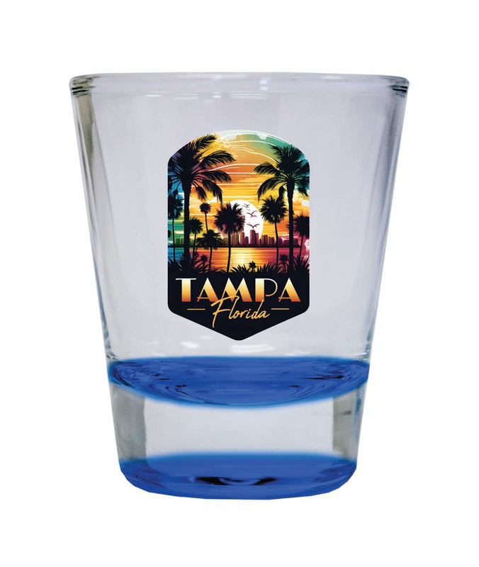 Tampa Florida Souvenir 2 oz Blue Shot Glass Round or Square Blue