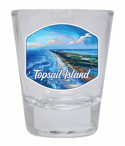 Topsail Island North Carolina Aerial View Design Souvenir 2 Ounce Shot Glass Round Clear 4-Pack