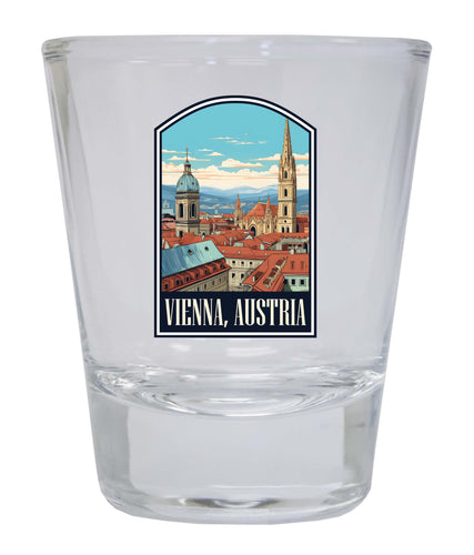 Vienna Austria Design B Souvenir 2 Ounce Shot Glass Round Clear Single