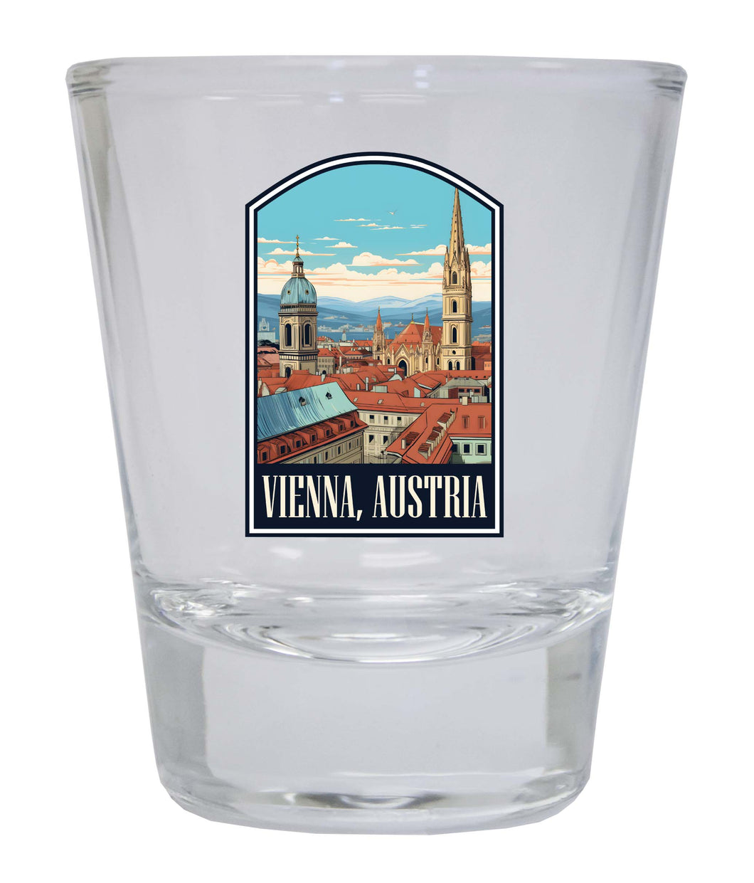 Vienna Austria Design B Souvenir 2 Ounce Shot Glass Round Clear Single