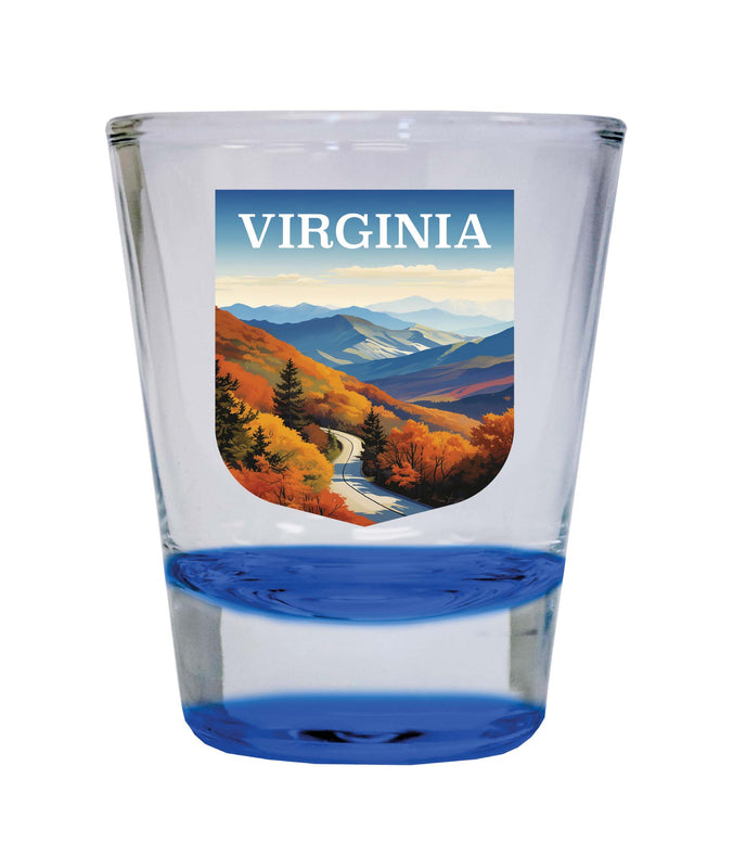 Virginia Design A Souvenir 2 Ounce Shot Glass Round Blue 2-Pack