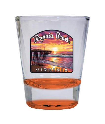 Virginia Beach Viginia Design A Souvenir 2 Ounce Shot Glass Round Orange Single