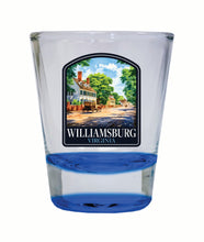 Load image into Gallery viewer, Williamsburg Virginia Colonial Street Design Souvenir 2 Ounce Shot Glass Round
