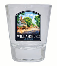 Load image into Gallery viewer, Williamsburg Virginia Colonial Street Design Souvenir 2 Ounce Shot Glass Round
