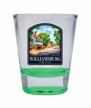 Load image into Gallery viewer, Williamsburg Virginia Colonial Street Design Souvenir 2 Ounce Shot Glass Round
