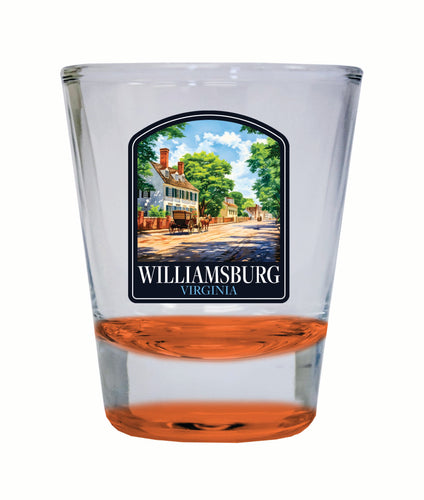 Williamsburg Virginia Colonial Street Design Souvenir 2 Ounce Shot Glass Round Orange 2-Pack