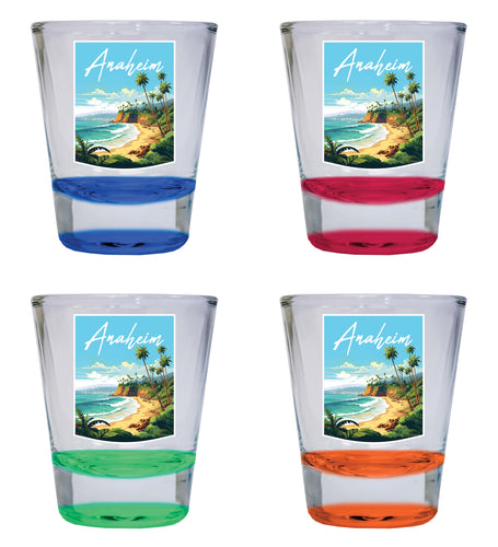 Anaheim California Design B Souvenir 2 Ounce Shot Glass Round 4-Pack Multicolor 