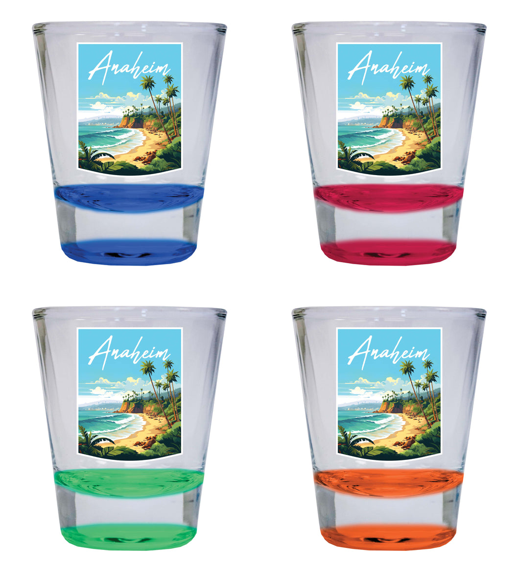 Anaheim California Design B Souvenir 2 Ounce Shot Glass Round 4-Pack Multicolor 