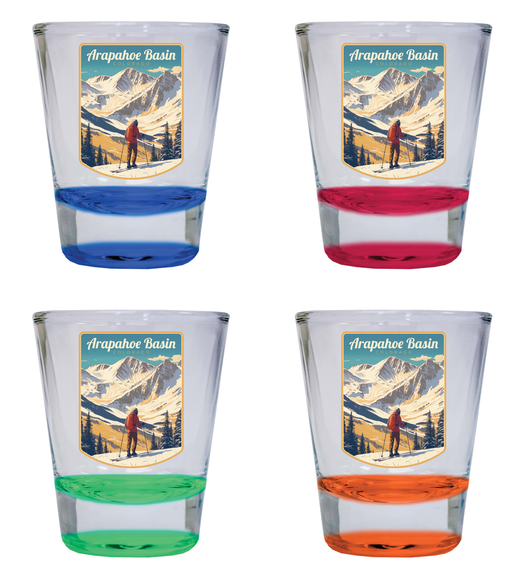 Arapahoe Basin Design A Souvenir 2 Ounce Shot Glass Round 4-Pack Multicolor 