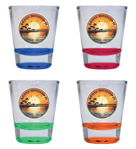Biloxi Mississippi Design A Souvenir 2 Ounce Shot Glass Round 4-Pack Multicolor 