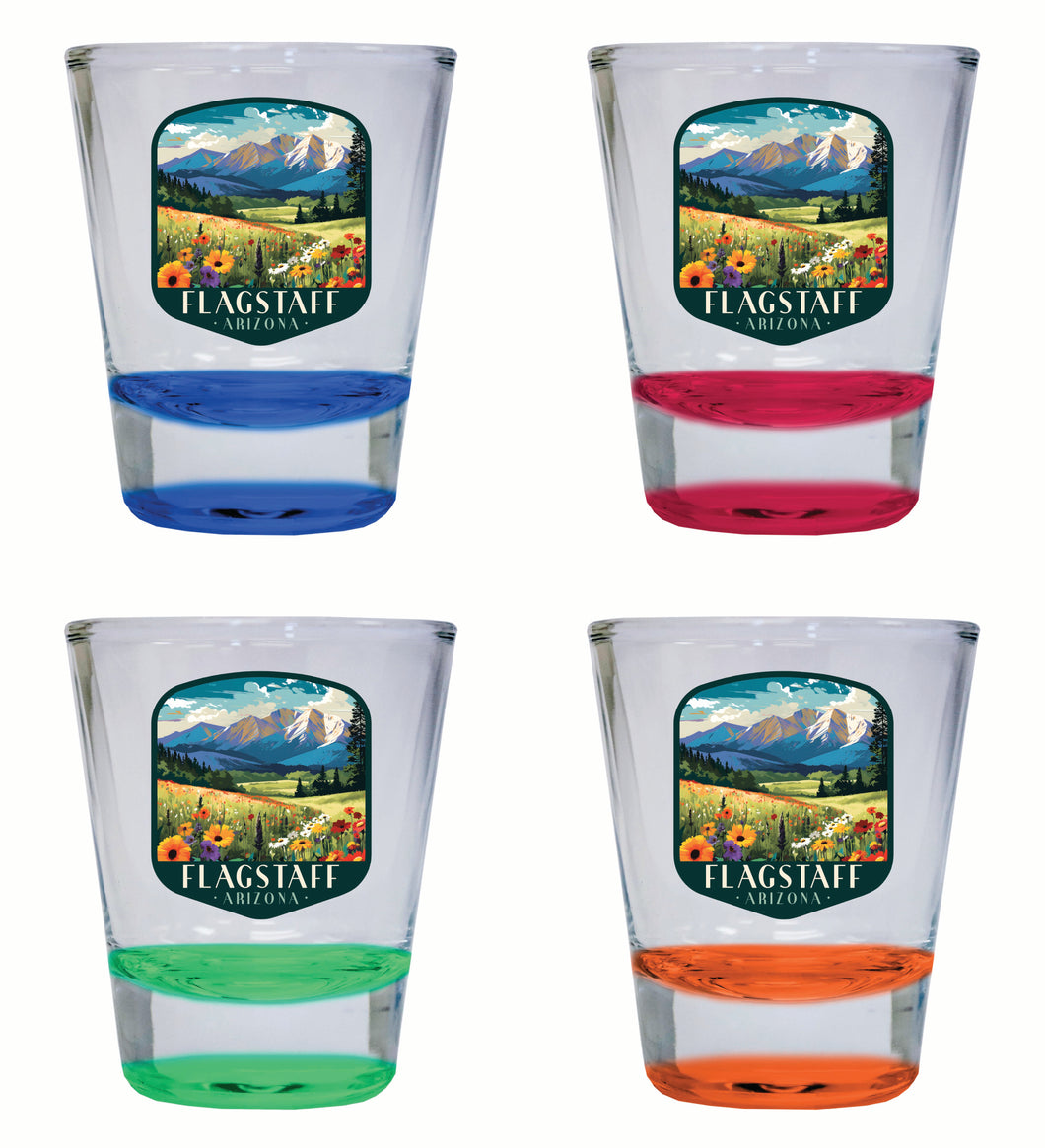 Flagstaff Arizona Design C Souvenir 2 Ounce Shot Glass Round 4-Pack Multicolor 