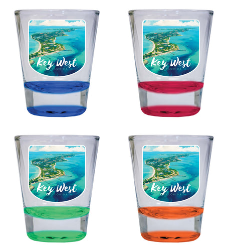 Key West Florida Design A Souvenir 2 Ounce Shot Glass Round 4-Pack Multicolor 