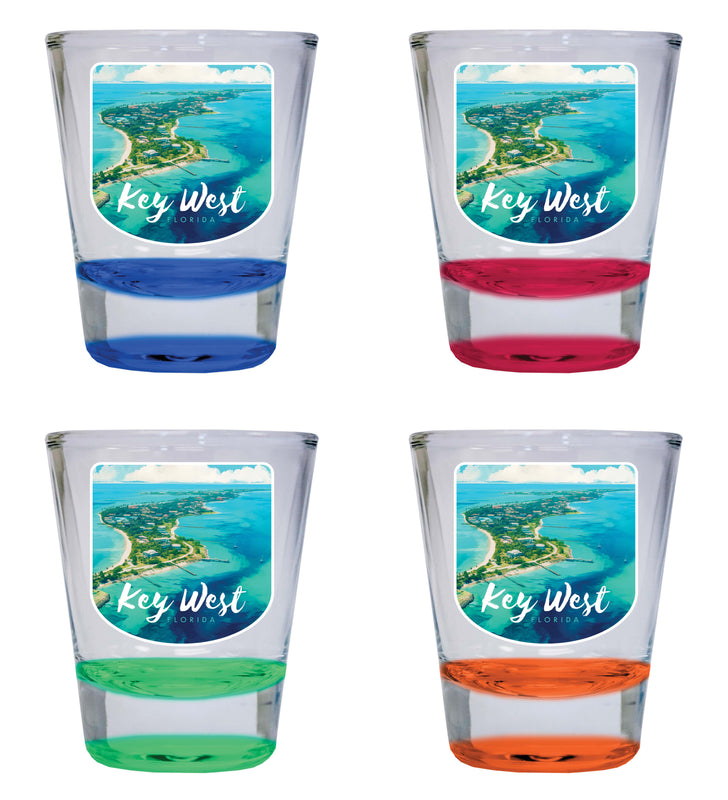 Key West Florida Design A Souvenir 2 Ounce Shot Glass Round 4-Pack Multicolor 