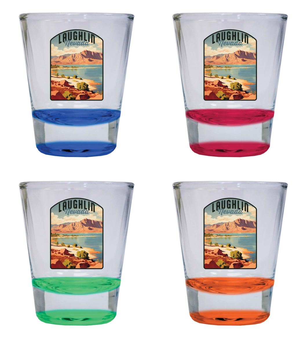 Laughlin Nevada Design B Souvenir 2 Ounce Shot Glass Round 4-Pack Multicolor
