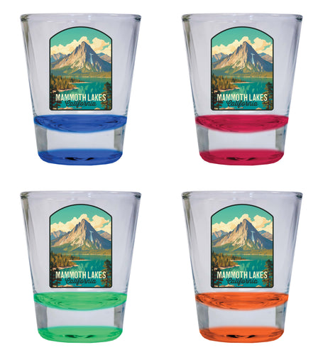 Mammoth Lakes California Design A Souvenir 2 Ounce Shot Glass Round 4-Pack Multicolor 