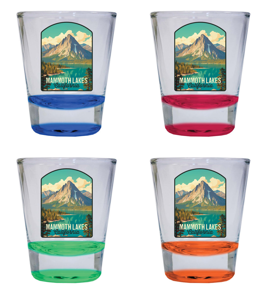 Mammoth Lakes California Design A Souvenir 2 Ounce Shot Glass Round 4-Pack Multicolor 