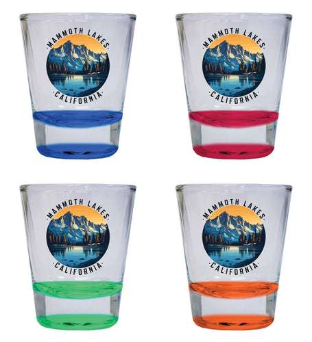 Mammoth Lakes California Design B Souvenir 2 Ounce Shot Glass Round 4-Pack Multicolor 