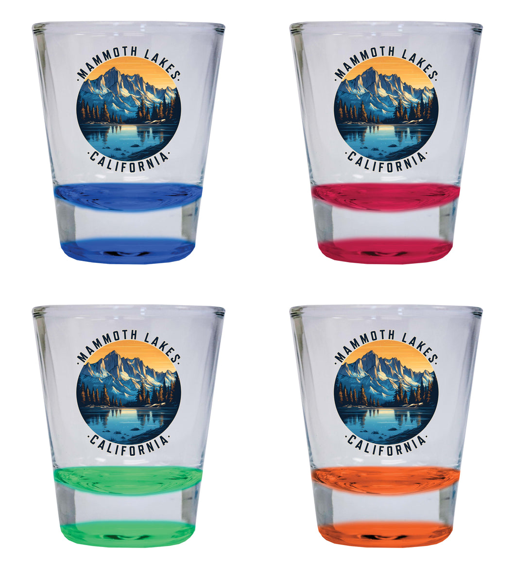 Mammoth Lakes California Design B Souvenir 2 Ounce Shot Glass Round 4-Pack Multicolor 