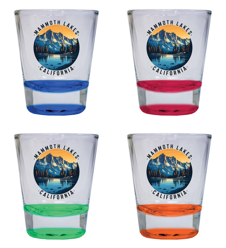 Mammoth Lakes California Design B Souvenir 2 Ounce Shot Glass Round 4-Pack Multicolor 