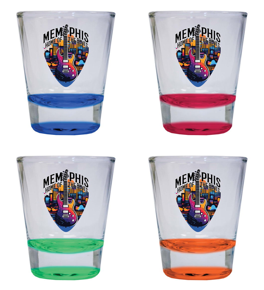 Memphis Tennessee Design B Souvenir 2 Ounce Shot Glass Round 4-Pack Multicolor