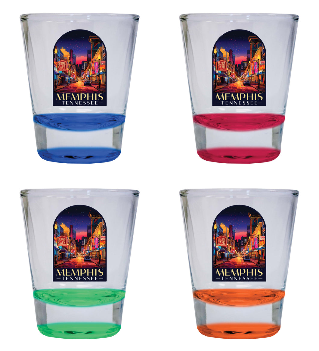 Memphis Tennessee Design C Souvenir 2 Ounce Shot Glass Round 4-Pack Multicolor