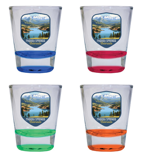 Pagosa Springs Colorado Design B Souvenir 2 Ounce Shot Glass Round 4-Pack Multicolor 