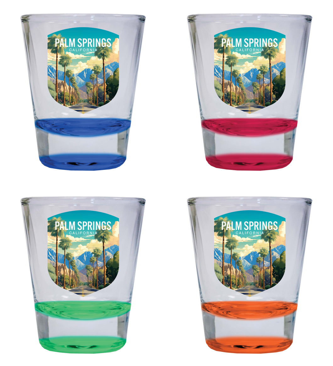 Palm Springs California Design A Souvenir 2 Ounce Shot Glass Round 4-Pack Multicolor 