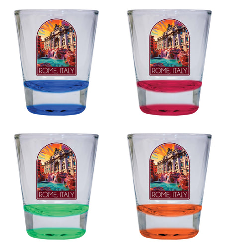 Rome Italy Design B Souvenir 2 Ounce Shot Glass Round 4-Pack Multicolor 