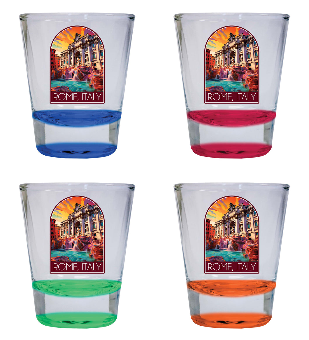 Rome Italy Design B Souvenir 2 Ounce Shot Glass Round 4-Pack Multicolor 